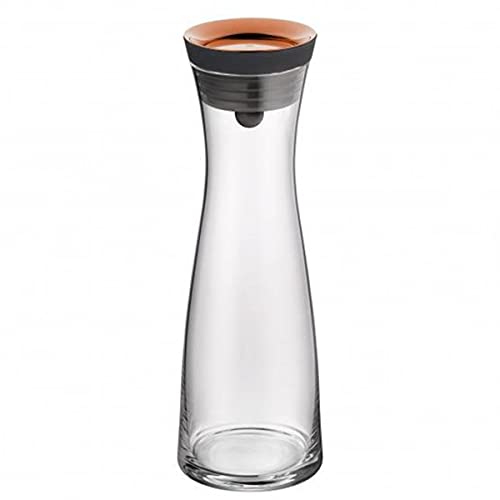WMF Basic Wasserkaraffe aus Glas, 1 Liter, Glaskaraffe mit Deckel, Silikondeckel, CloseUp-Verschluss, Wasserkaraffe mit Deckel, kupfer von WMF
