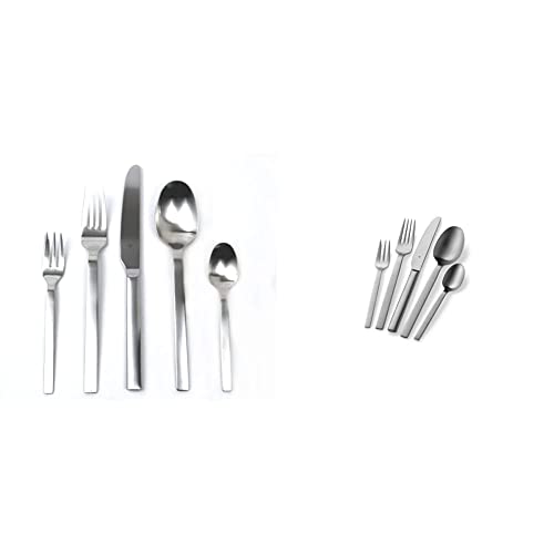 WMF Alteo Besteck Set 12 Personen, Essbesteck 60 teilig & Alteo Edelstahl Besteck Set 6 Personen, 30-teilig, Monobloc-Messer, Cromargan Edelstahl mattiert, spülmaschinenfest von WMF