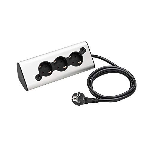 WMF Ambient Steckdosenleiste Küche, Multi-Stecker Pro, 3er Steckdose mit 2 USB, Mehrfachsteckdose, Ambient Licht, für Küche, Büro, Wohnzimmer, 45° Winkel-Steckdose, Edelstahl matt von WMF