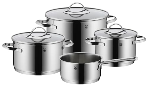 WMF Aparto Topfset Induktion 4-teilig, Kochtopf Set mit Glasdeckel, Cromargan Edelstahl poliert, Induktions Töpfe Set unbeschichtet von WMF