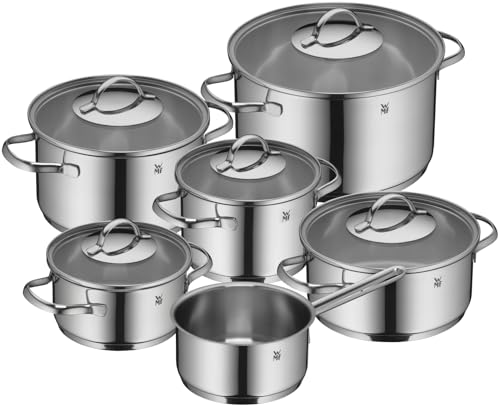 WMF Aparto Vorteils Topfset Induktion 6-teilig, Kochtopf Set mit Glasdeckel, Cromargan Edelstahl poliert, Induktions Töpfe Set unbeschichtet, spülmaschinengeeignet (Topf-Set, 6-teilig) von WMF