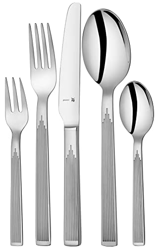 WMF Art Deco Besteck Set 12 Personen, Essbesteck 66 teilig, Hohlheftmesser, Cromargan protect Besteck poliert, glänzend, kratzbeständig, spülmaschinenfest von WMF