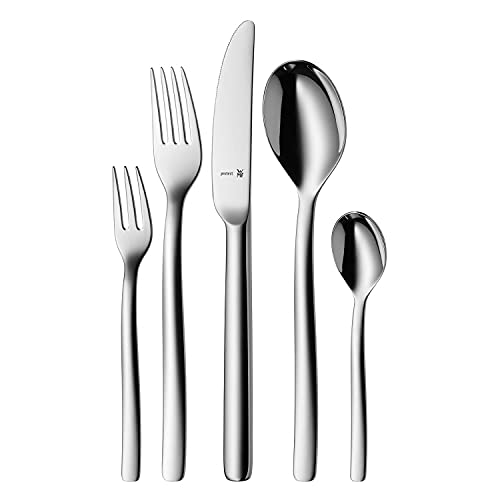 WMF Atic Plus Plus Edelstahl Besteck Set 6 Personen, Essbesteck Set 30 teilig, Hohlheftmesser, Cromargan protect poliert, kratzbeständig, spülmaschinenfest von WMF