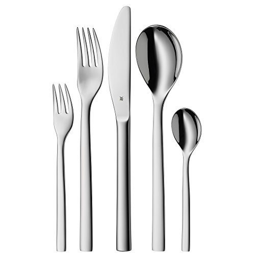 WMF Atria Edelstahl Besteck Set 6 Personen, Essbesteck Set 30 teilig, Monobloc-Messer, Cromargan Edelstahl poliert, spülmaschinenfest von WMF