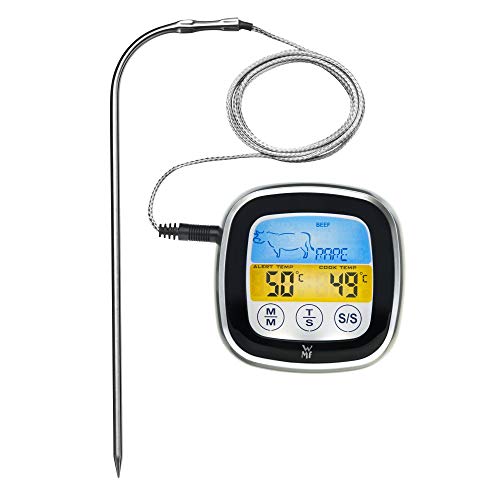 WMF BBQ Digitales Thermometer, Fleischthermometer, Thermometer Küche, Bratenthermometer, Grillthermometer mit 5 Garstufen, LED-Touchdisplay, Timer, Magnethalterung von WMF