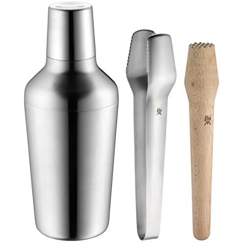 WMF Matroschka Cocktail Set 5-teilig, Barset mit Edelstahl Cocktail Shaker 700ml, Barmaß, Cocktail Sieb, Eiszange und Stößel, ineinander verstaubar von WMF