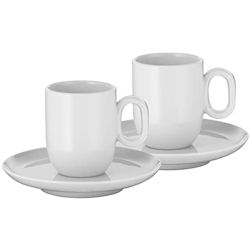 WMF Barista Tassen Set 4-teilig, zwei Kaffeetassen 60 ml mit Untertassen für Espresso, Porzellan, Kaffeeglas, Espressotassen, Kaffeebecher, spülmaschinengeeignet von WMF