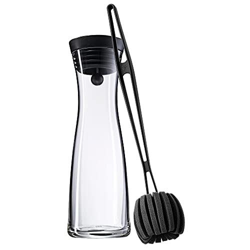 WMF Basic Wasserkaraffe mit Reinigungsbürste, Glas-Karaffe 1l, Silikondeckel, CloseUp-Verschluss von WMF