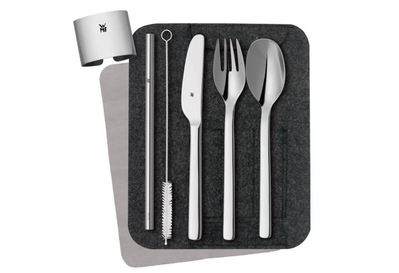 WMF Besteck-Set (4-tlg), Cromargan® Edelstahl rostfrei 18/10, Wanderbesteck umweltfreundlich, Strohhalm, Reinigungsbürste von WMF