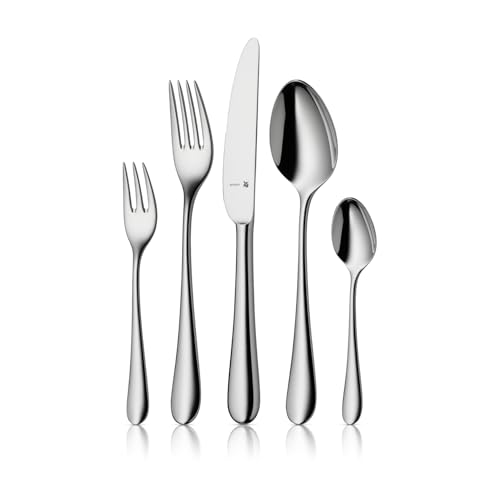 WMF Merit Besteck Set 12 Personen, 66 teilig, 60 Teile mit Servierbesteck, Hohlheftmesser, Cromargan protect poliert, kratzbeständig, spülmaschinenfest von WMF