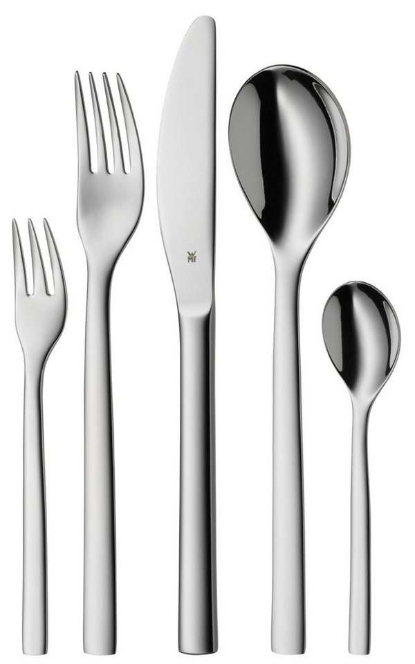 WMF Besteck-Set Atria (60-tlg), 12 Personen, Cromargan® Edelstahl Rostfrei 18/10, poliert, mit soliden Monobloc Tafelmessern von WMF