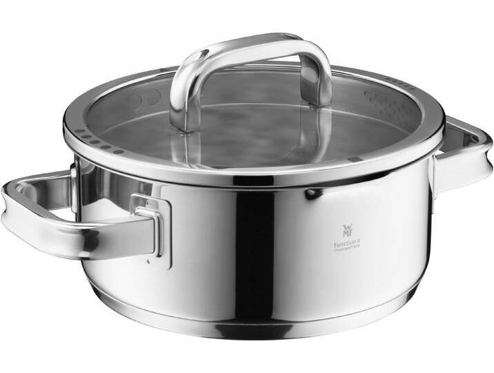 WMF Bratentopf Function 4 Advanced, Cromargan® Edelstahl rostfrei 18/10 (20cm, Volumen 2,5l, Höhe 8,5 cm), Glasdeckel mit 4 Abgießfunktionen von WMF