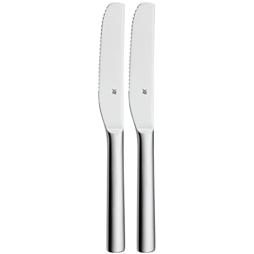 WMF Nuova Brunchmesser Set 2-TLG, Frühstücksmesser 19,5 cm, Brötchenmesser Wellenschliff, Brotzeitmesser, Cromargan Edelstahl poliert von WMF