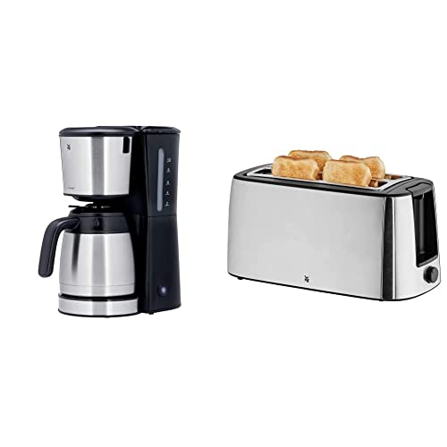 WMF Bueno Pro Kaffeemaschine mit Thermoskanne, Filterkaffee, 1 Tassen, Start-/stopp,taste, Tropfstopp, Schwenkfilter & Bueno Pro Toaster Langschlitz mit Brötchenaufsatz, 155 W, Toaster edelstahl matt von WMF