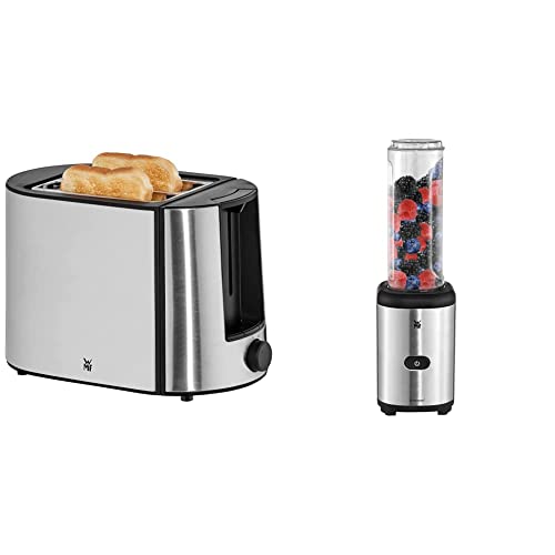 WMF Bueno Pro Toaster Edelstahl, Doppelschlitz Toaster, 2 Scheiben, 6 Bräunungsstufen, 87 W & Kult X Mix & Go Mini Smoothie Maker, Standmixer, Blender elektrisch, Shake Mixer 3 Watt von WMF