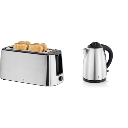 WMF Bueno Pro Toaster Langschlitz mit Brötchenaufsatz, 4 Scheiben, XXL Toast & Bueno Wasserkocher Edelstahl 1,7l, elektrischer Wasserkocher mit Kalkfilter, 2400 W von WMF