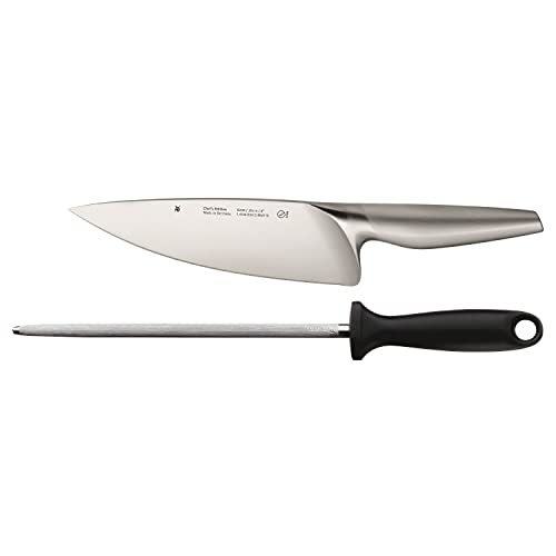 WMF Chef's Edition Messerset 2teilig, Made in Germany, 1 Messer geschmiedet, Küchenmesser Set, Wetzstahl, Performance Cut, Spezialklingenstahl, Holzbox von WMF