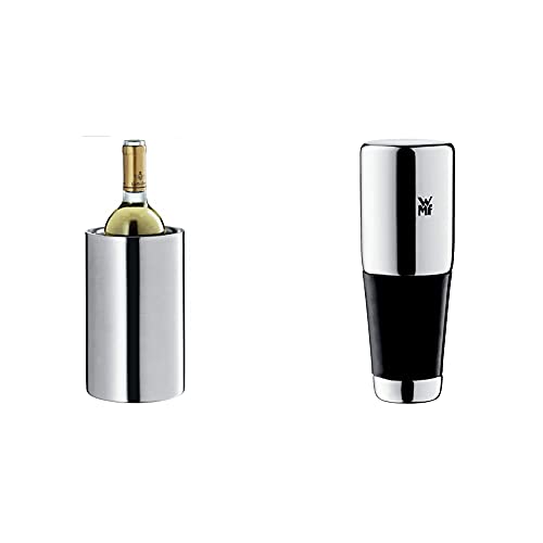 WMF Clever&More Sekt-Weinkühler Edelstahl 19,5 cm, Flaschenkühler doppelwandig, hält länger kühl, Sektkühler & Vino Weinflaschenverschluss 8 cm, Metallguss, Silikon, Weinverschluss von WMF