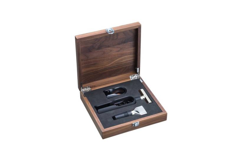 WMF Cocktail Shaker Baric, Cromargan® Edelstahl rostfrei 18/10, (1x Korkenzieher (7 x 16 cm), 1x Folienschneider (Höhe 7 cm, Ø 4 cm), 1x Flaschenverschluss (9,5 x 3,5 cm), 1x Walnussholzbox (20 x 19 x 4,5 cm), 3-tlg., Korkenzieher, Folienschneider, Flaschenverschluss, Walnussholzbox) von WMF