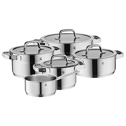 WMF Compact Cuisine Topfset Induktion 5-teilig, Kochtopf Set mit Glasdeckel, Cromargan Edelstahl poliert, Induktions Töpfe Set unbeschichtet, Innenskalierung von WMF