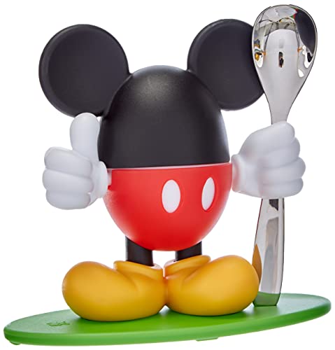 WMF Disney Mickey Mouse Eierbecher mit Löffel, 14cm, lustiger Eierbecher Kinder, Kunststoff, Cromargan Edelstahl poliert, farbecht, lebensmittelecht von WMF