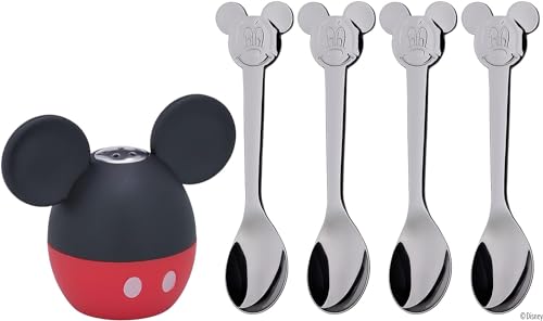 WMF Disney Mickey Mouse Streuer Set 5-teilig, Salzstreuer mit 4 Löffel, Cromargan Edelstahl poliert, spülmaschinengeeignet von WMF