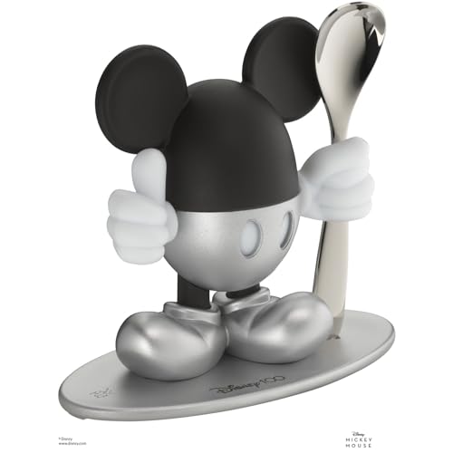 WMF Eierbecher mit Löffel Disney Mickey Mouse, Eierbecher lustig für Kinder, Kunststoff, Eierbecher Kinder, Cromargan Edelstahl poliert, spülmaschinengeeignet, silber von WMF