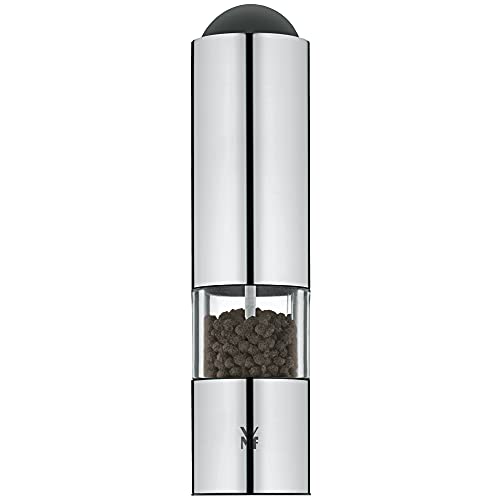 WMF Elektrische Mühle 21 cm, Salz und Pfeffermühle elektrisch unbefüllt, LED-Leuchte, Cromargan Edelstahl matt, Glas, Keramikmahlwerk von WMF