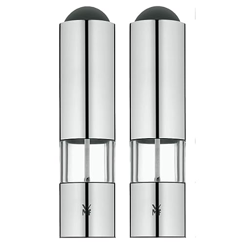 WMF Elektrische Mühle Set 2-teilig, 21 cm, elektrische Salz und Pfeffermühle unbefüllt, LED-Leuchte, Cromargan Edelstahl matt, Glas, Keramikmahlwerk WMF Elektrische Mühle Set 2-teilig, 21 cm, elektrische Salz und Pfeffermühle unbefüllt, LED-Leuchte, Cromargan Edelstahl matt, Glas, Keramikmahlwerk von WMF