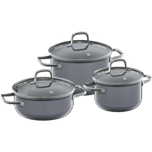 WMF Fusiontec Essential Topfset Induktion 3-teilig, Kochtopf Set mit Glasdeckel, Induktions Töpfe Set, High-Tech Keramik, kratzfest, unbeschichtet, für alle Herdarten geeignet, Made in Germany, grau von WMF