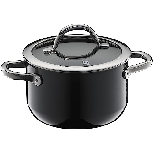 WMF Fusiontec Inspire Kochtopf klein 16 cm Glasdeckel, Fleischtopf Induktion, 1,3l, kleiner Topf Kochtopf klein, High-Tech Keramik, kratzfest, unbeschichtet, schwarz, Made in Germany von WMF