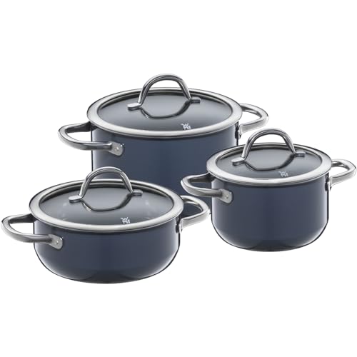 WMF Fusiontec Inspire Topfset Induktion 3-teilig, Kochtopf Set mit Glasdeckel, Induktions Töpfe Set, High-Tech Keramik, kratzfest, unbeschichtet, ohne Skalierung, dunkelblau, Made in Germany von WMF