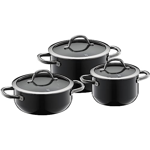 WMF Fusiontec Inspire Topfset Induktion 3-teilig, Kochtopf Set mit Glasdeckel, Induktions Töpfe Set, High-Tech Keramik, kratzfest, unbeschichtet, schwarz, Made in Germany von WMF