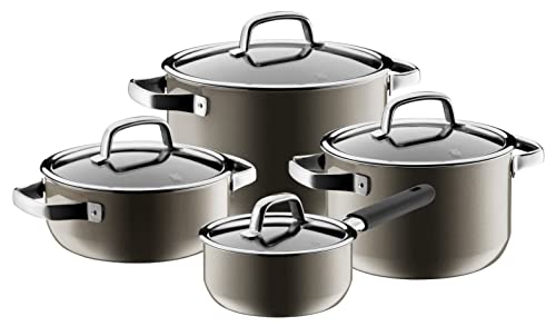 WMF Fusiontec Mineral Topfset Induktion 4-teilig, Kochtopf Set mit Glasdeckel, High-Tech Keramik, Induktions Töpfe Set nickelfrei, kratzfest, braun von WMF