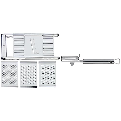WMF Gourmet Gemüsereibe 12 x 18 cm, Küchenreibe Edelstahl mit 4 Aufsätzen zum Hobeln & Profi Plus Kartoffelschäler Pendelklinge 19 cm, Pendelschäler einschneidig von WMF