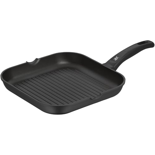 WMF Grillpfanne 27x27 cm mit Ausguss, Aluminium beschichtet, Steakpfanne ideal zum knusprigen Braten, eckige Pfanne, Kunststoffgriff von WMF