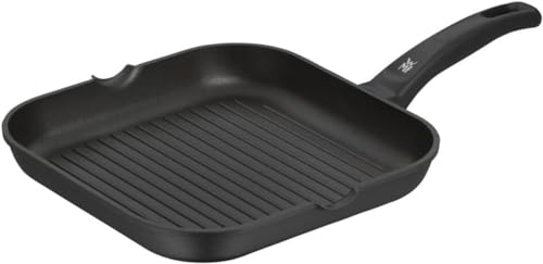 WMF Grillpfanne 27x27 cm mit Ausguss, Aluminium beschichtet, Steakpfanne ideal zum knusprigen Braten, eckige Pfanne, Kunststoffgriff von WMF