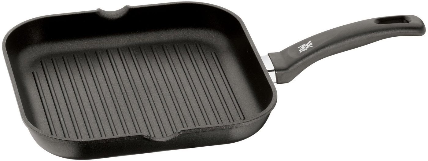 WMF Grillpfanne Party 27x27cm mit Ausguss, Steakpfanne gerillt, Aluminium (1-tlg), Grill Pfanne beschichtet, eckig, Kunststoffgriff mit Flammschutz von WMF