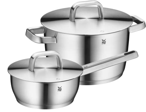 WMF Iconic Topfset Induktion 2-teilig, Kochtopf Set mit Metalldeckel, Cromargan Edelstahl poliert, Induktions Töpfe Set unbeschichtet von WMF