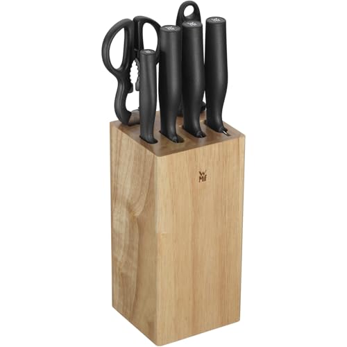 WMF Impulse Messerblock mit Messerset 7teilig, Made in Germany, 4 Messer, Küchenschere, Wetzstahl, Gummibaumholz, platzsparende Aufbewahrung, exzellente Schärfe, perfekte Ergonomie von WMF