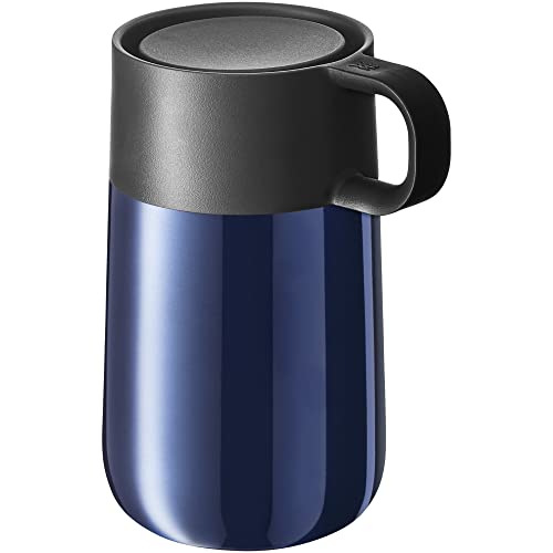 WMF Impulse Travel Mug, Thermobecher Edelstahl 0,3l, Automatikverschluss, 360°-Trinköffnung, Kaffeebecher to go hält Getränke 6h warm/ 12h kalt, blau von WMF