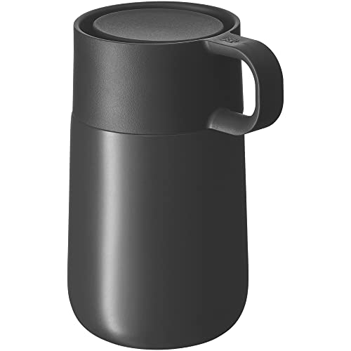 WMF Impulse Travel Mug, Thermobecher Edelstahl 0,3l, Automatikverschluss, 360°-Trinköffnung, hält Getränke 6h warm/ 12h kalt, grau von WMF