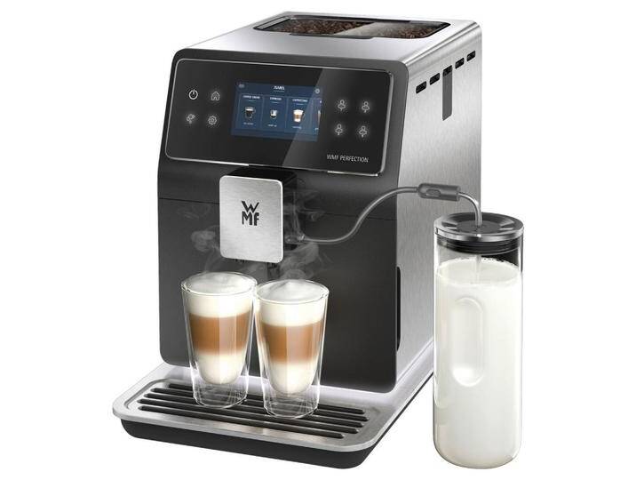 WMF KAFFEEVOLLAUTOMAT Perfection, Schwarz, Edelstahl, Metall, 28.5x39.5x48 cm, Betriebskontrollleuchte, Kaffeeauslauf höhenverstellbar, Milchdüse von WMF