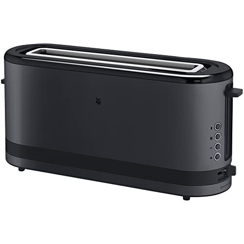 WMF Küchenminis Langschlitztoaster 2 Scheiben mit Brötchenaufsatz, Toaster schmal, XXL, Bagel-Funktion, 7 Bräunungsstufen, 900W, Toaster edelstahl matt, schwarz von WMF