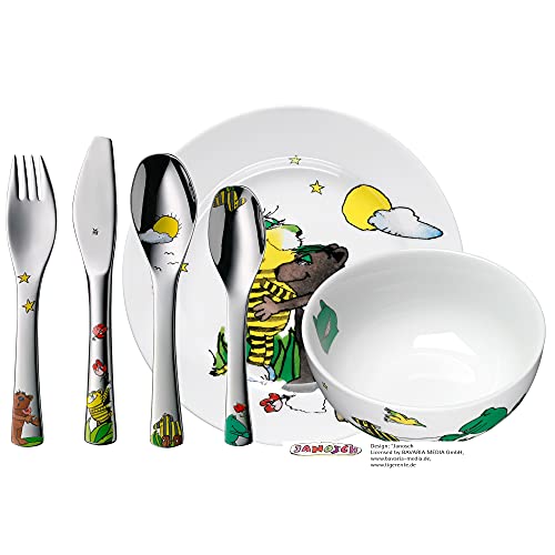 WMF Kindergeschirr-Set 6-teilig Janosch Edelstahl Rostfrei poliert - Besteckteile mit individueller Gravur auf Rückseite von WMF