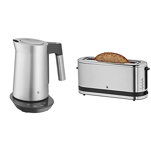 WMF Kineo Wasserkocher mit Temperatureinstellung 1,6l, Kalkfilter, 3000 W, Live-Temperaturanzeige, edelstahl matt & Küchenminis Toaster Langschlitz, 7 Bräunungsstufen, 900W, edelstahl matt von WMF