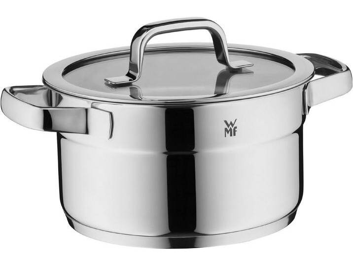 WMF Kochtopf Compact Cuisine, Cromargan® Edelstahl Rostfrei 18/10 (2-tlg), wärmeduzierende Hohlgriffe, Innenskalierung, Schüttrand, silberfarben von WMF