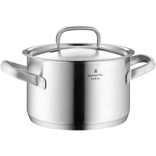 WMF Gourmet Plus Kochtopf klein 16cm, Metalldeckel mit Dampföffnung, Fleischtopf Induktion 1,9l, Cromargan Edelstahl mattiert, Innenskalierung von WMF