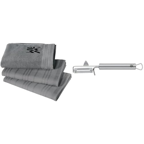 WMF Küchenhandtuch-Set 3-teilig, Baumwolle Küchentücher & Profi Plus Kartoffelschäler Pendelklinge 19 cm, Pendelschäler einschneidig WMF Küchenhandtuch-Set 3-teilig, Baumwolle Küchentücher & Profi Plus Kartoffelschäler Pendelklinge 19 cm, Pendelschäler einschneidig von WMF