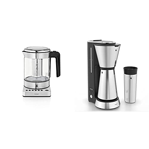 WMF Küchenminis 2 in 1 Vario Wasserkocher mit Temperatureinstellung, 1,0l, 1900 W, Teekocher Glas mit Teebeutelhalter und Sieb & Küchenminis Aroma Filterkaffeemaschine mit Thermoskanne, 870 Watt von WMF